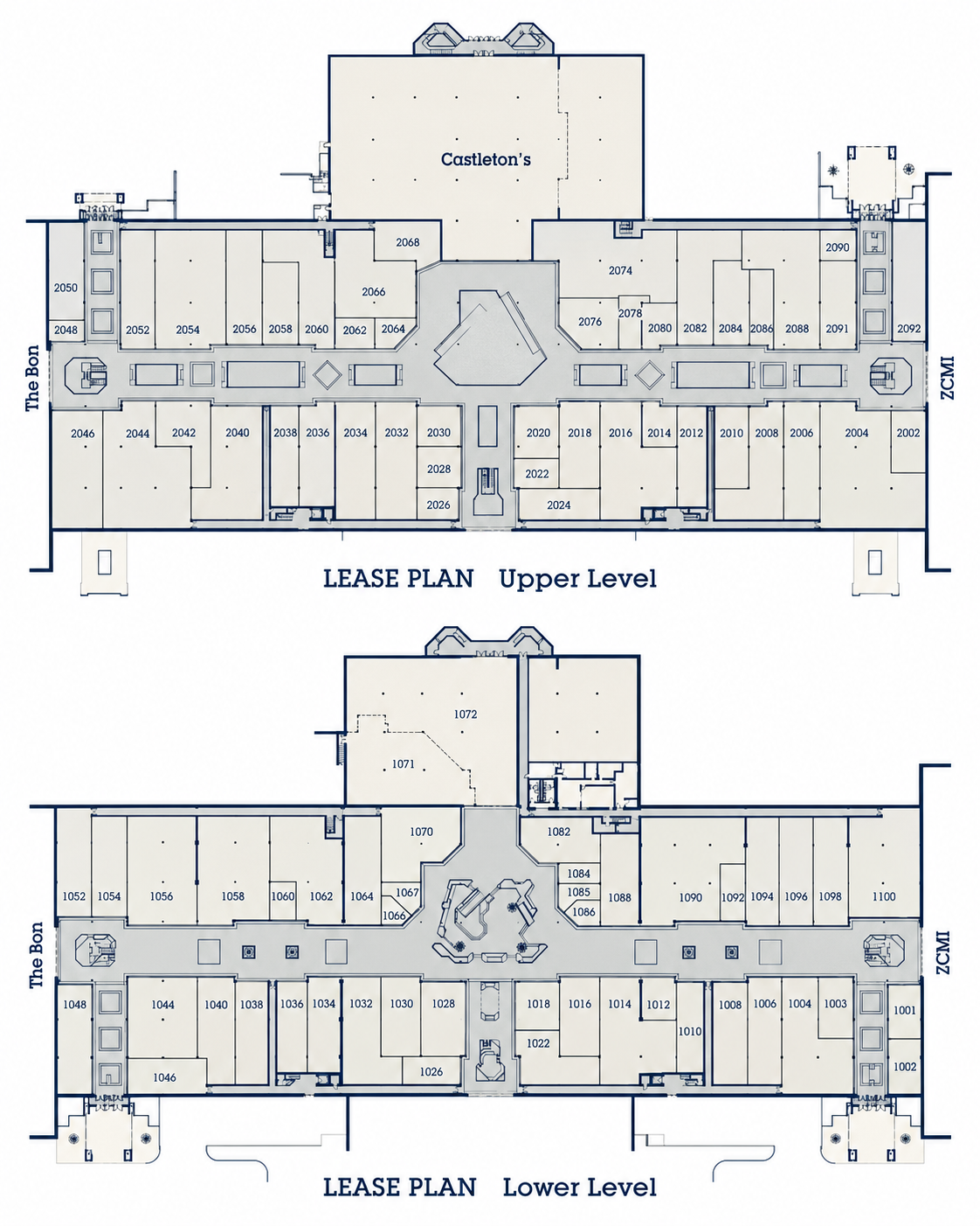 Layton Hills Mall upper and lower level lease plans
