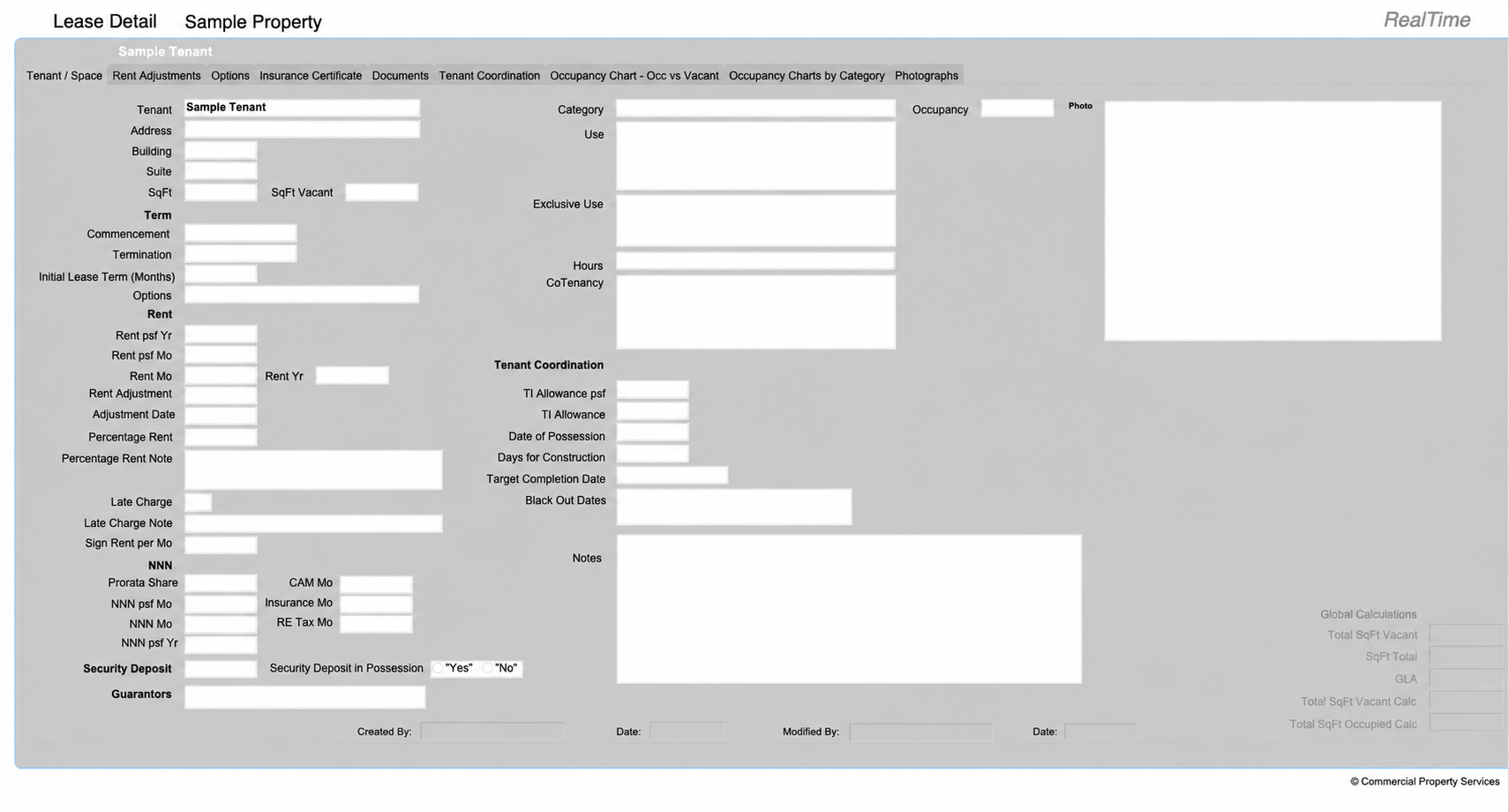 RealTime Lease Detail management screen