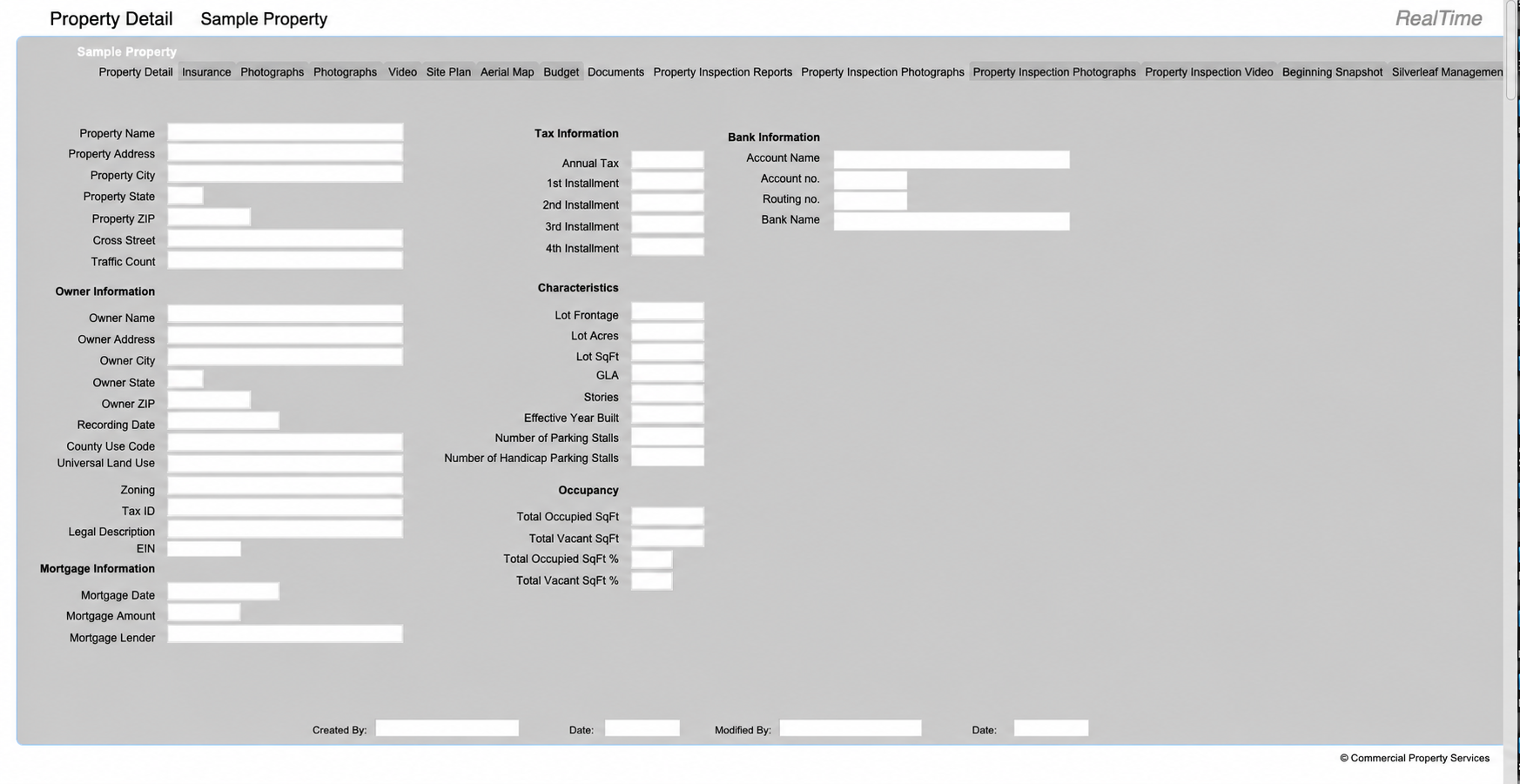 RealTime Property Detail management screen