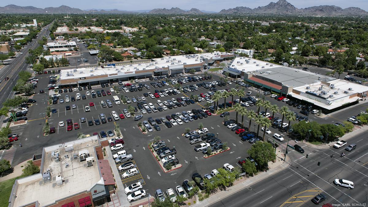 Uptown Plaza shopping center aerial, Phoenix Arizona